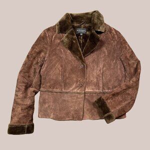 Willi Smith Collection Vintage Chocolate Brown Real Suede Boxy Y2k Crop Jacket